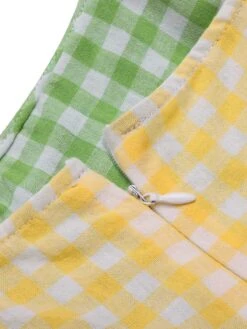 [Pre-Sale] Multicolor 1950s Spaghetti Straps Plaid Patchwork Dress -Candi Clothing Shop SCHL004547 4