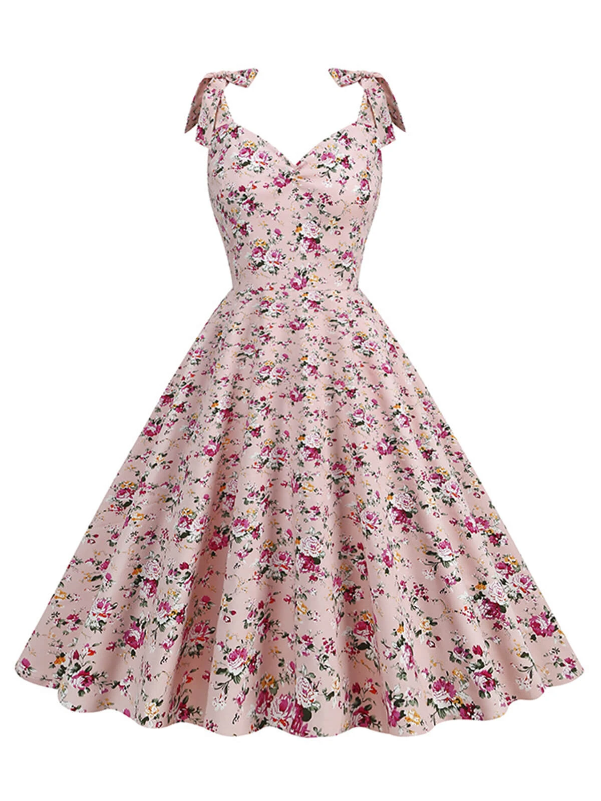 1950s Ditsy Floral Tie Swing Dress 1 1950s Ditsy Floral Tie Swing Dress