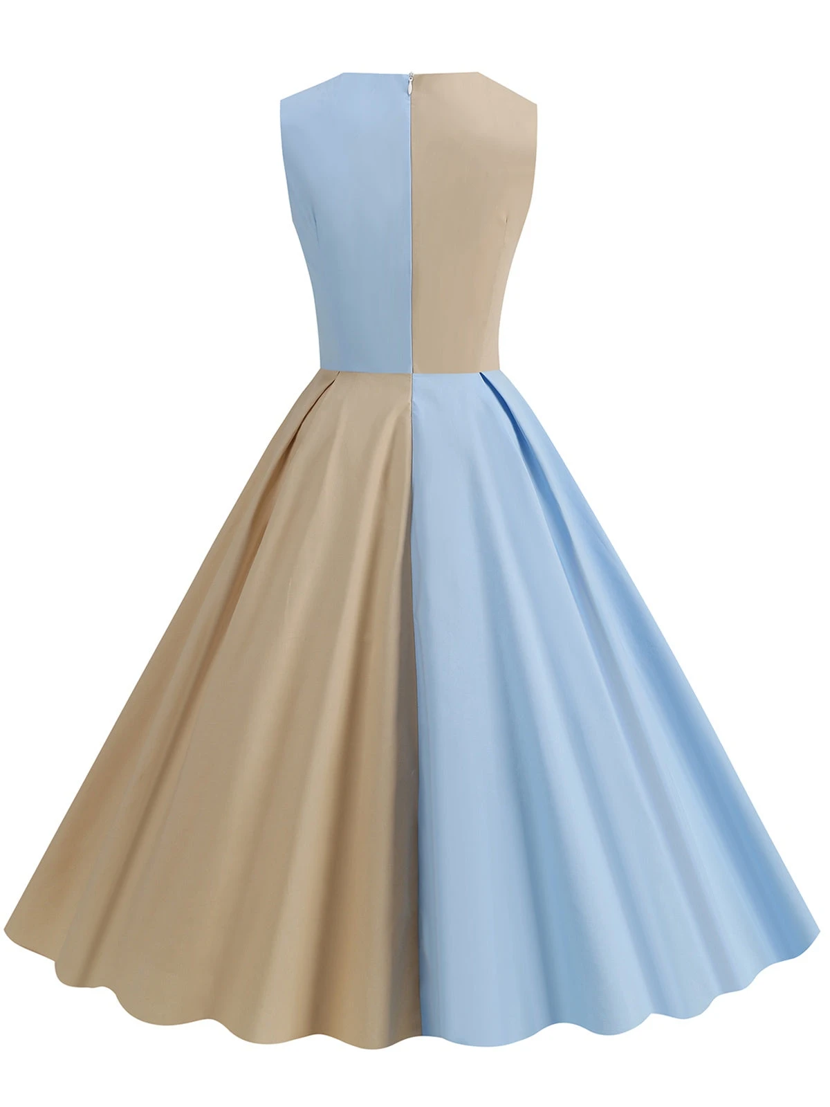 1950s Solid Sweetheart Neck Patchwork Dress 4 1950s Solid Sweetheart Neck Patchwork Dress - Image 4