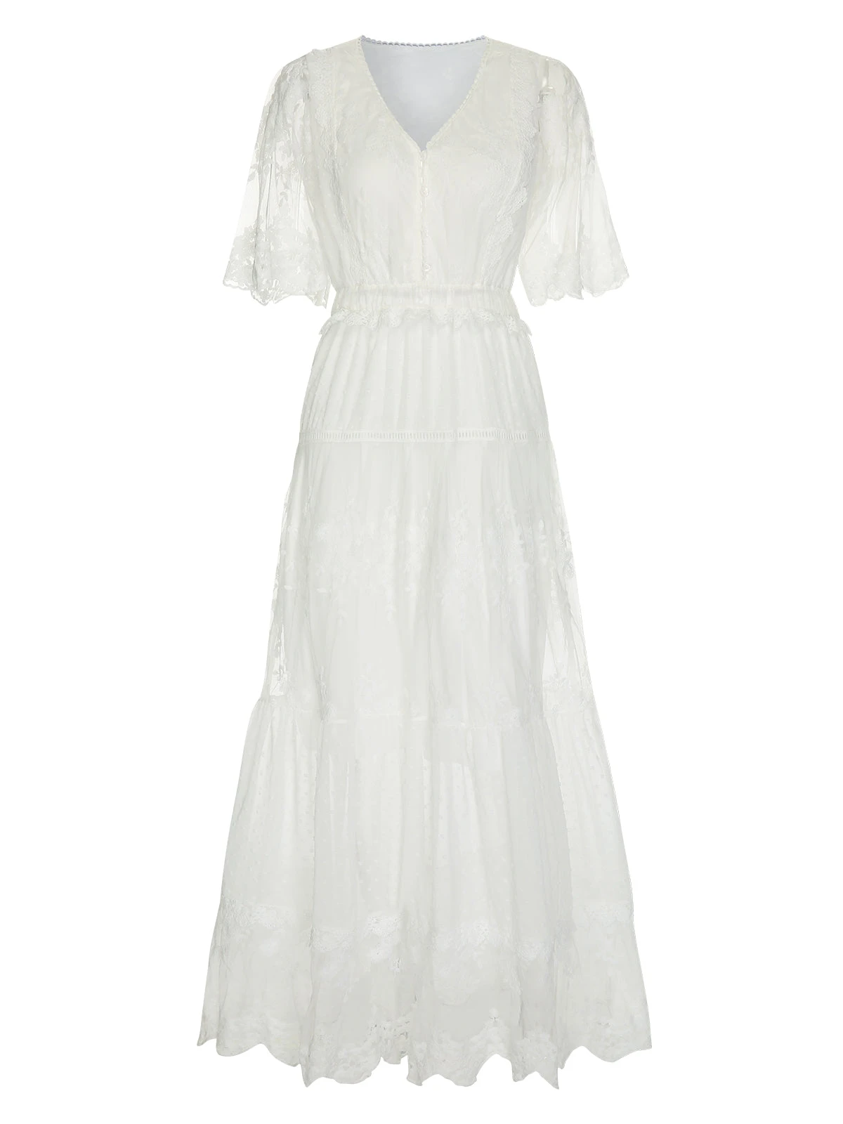 White 1940s Flare Sleeve Lace Dress 1 White 1940s Flare Sleeve Lace Dress