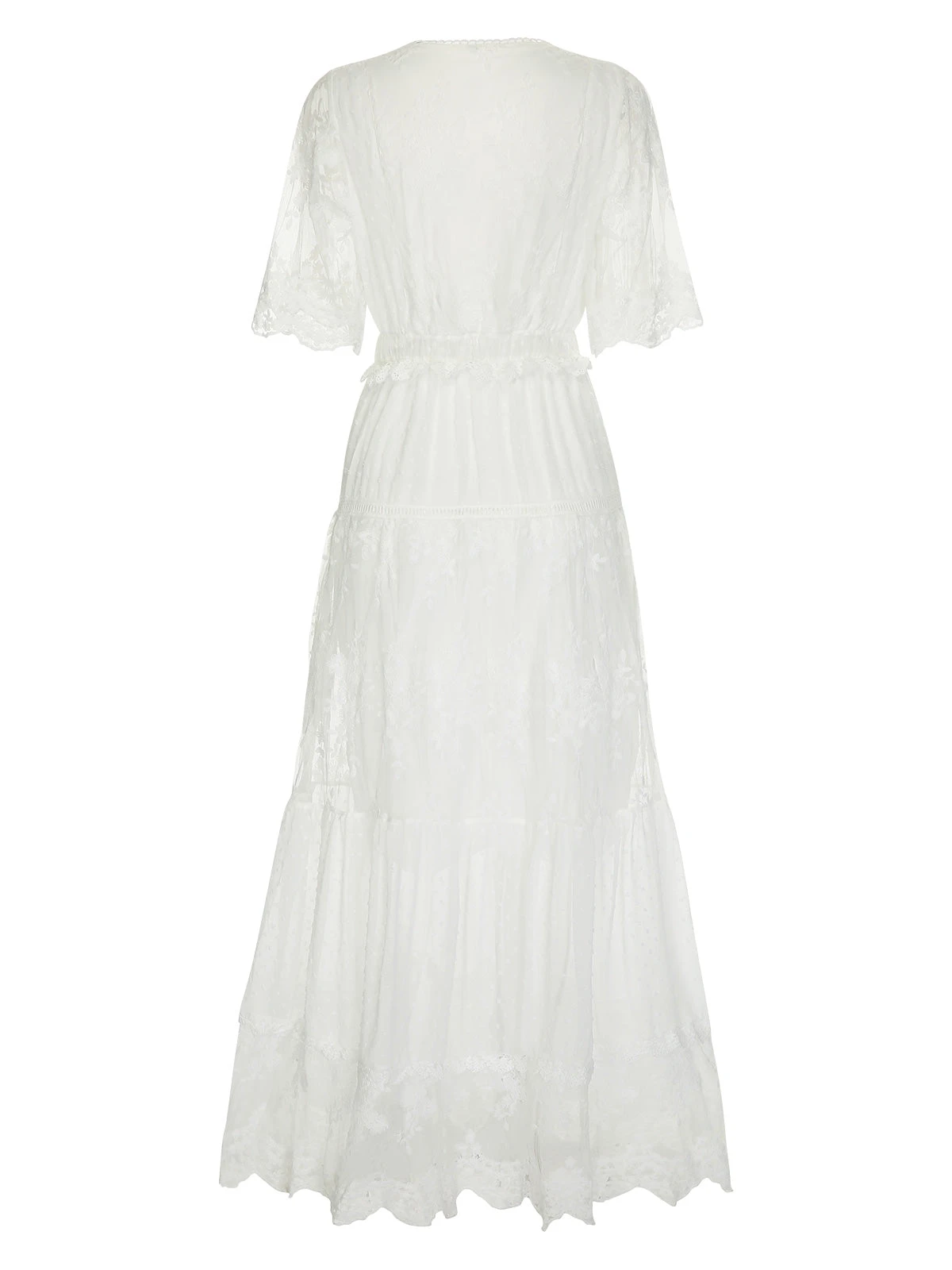 White 1940s Flare Sleeve Lace Dress 2 White 1940s Flare Sleeve Lace Dress - Image 2