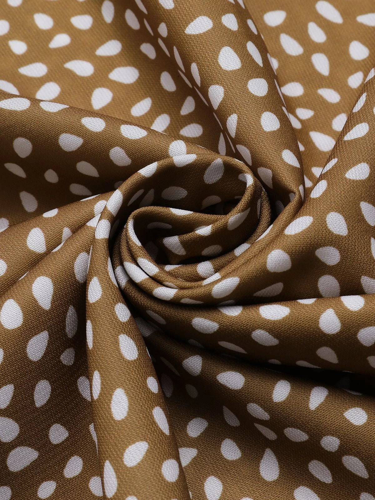 Camel Color 1940s Polka Dots Ruffles Dress 4 Camel Color 1940s Polka Dots Ruffles Dress - Image 4