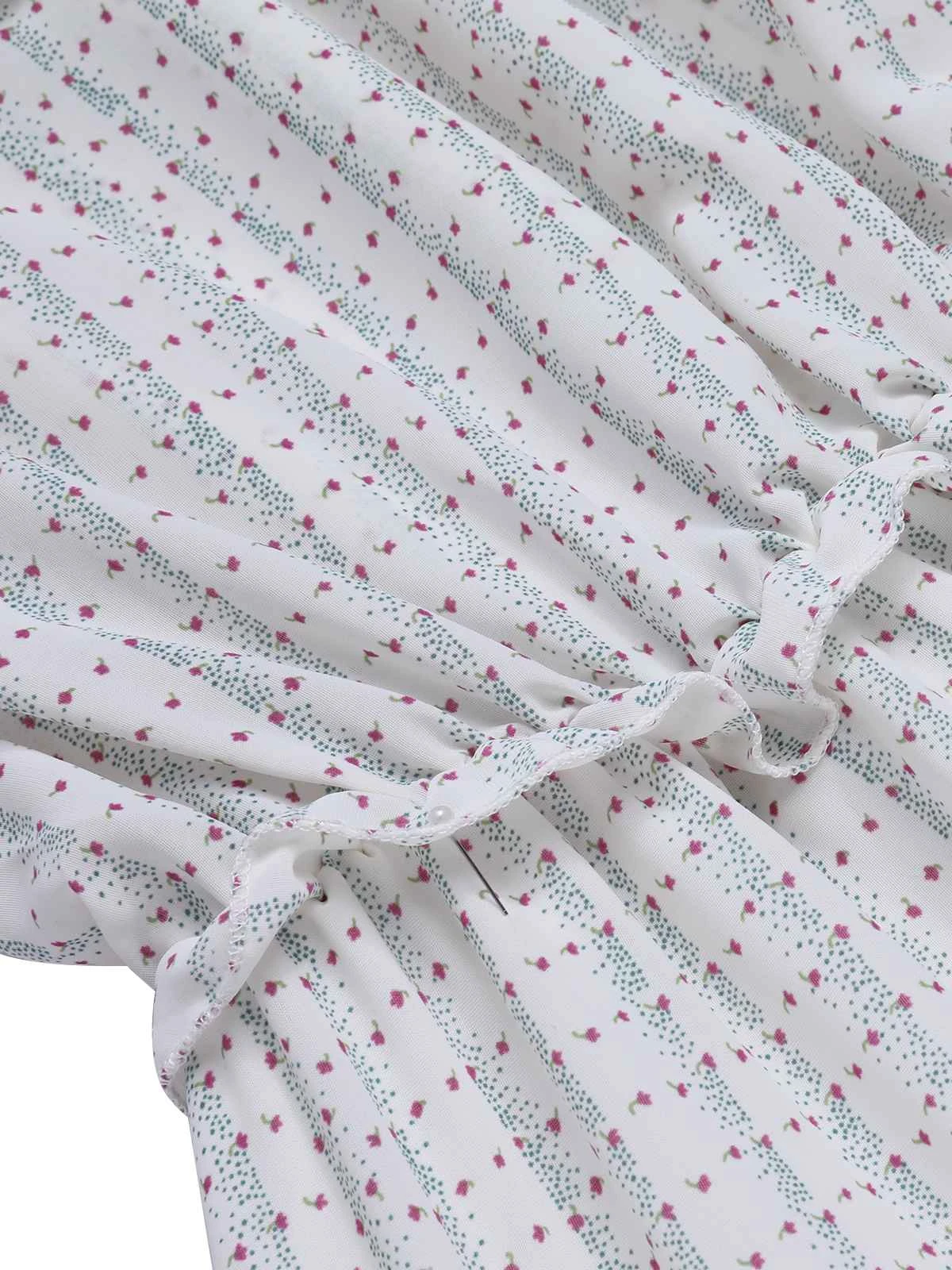 White 1940s Off-ShoulderDitsy Floral Dress 4 White 1940s Off-ShoulderDitsy Floral Dress - Image 4