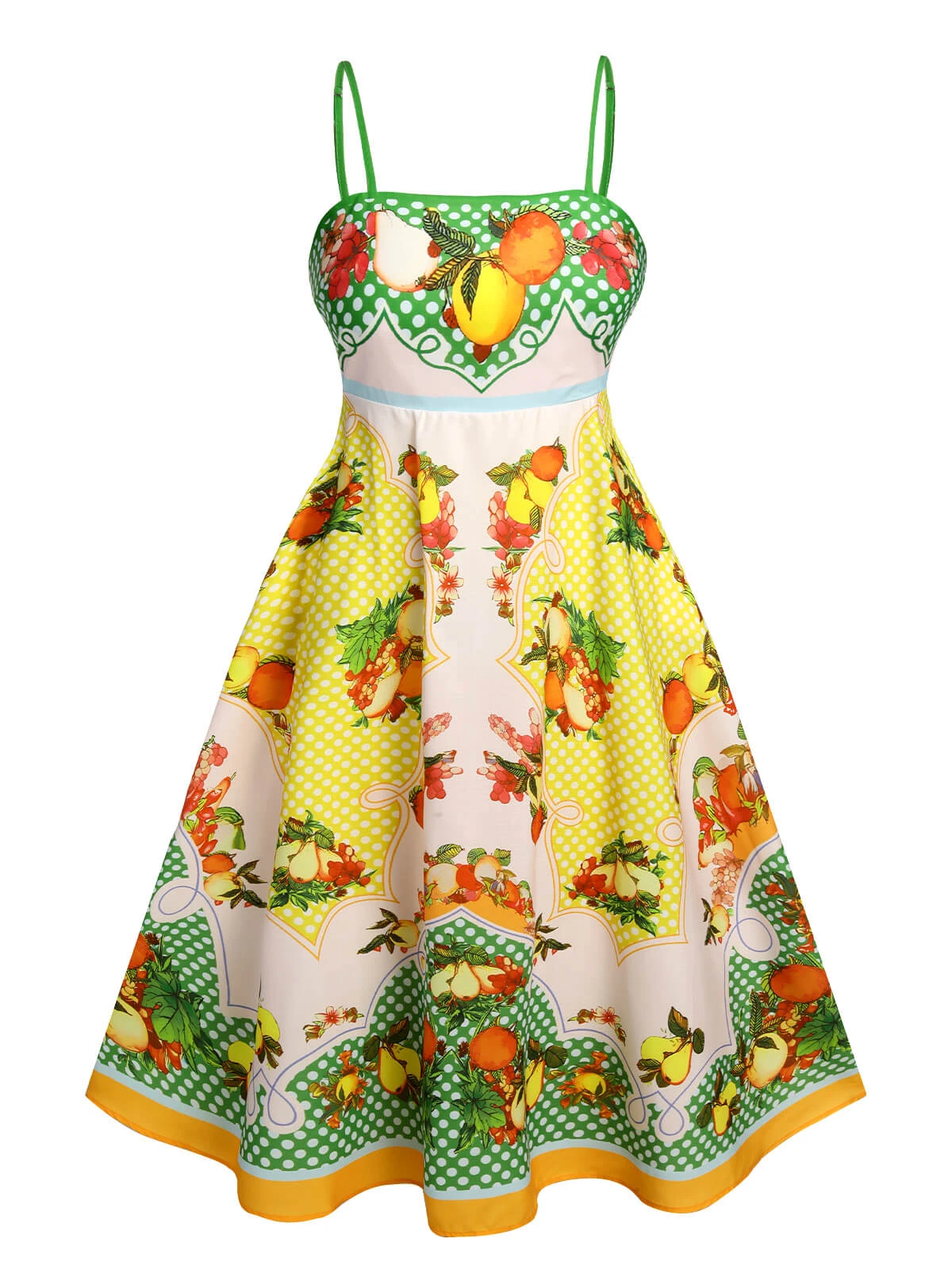 Multicolor 1940s Lemonis Print Midi Dress 1 Multicolor 1940s Lemonis Print Midi Dress