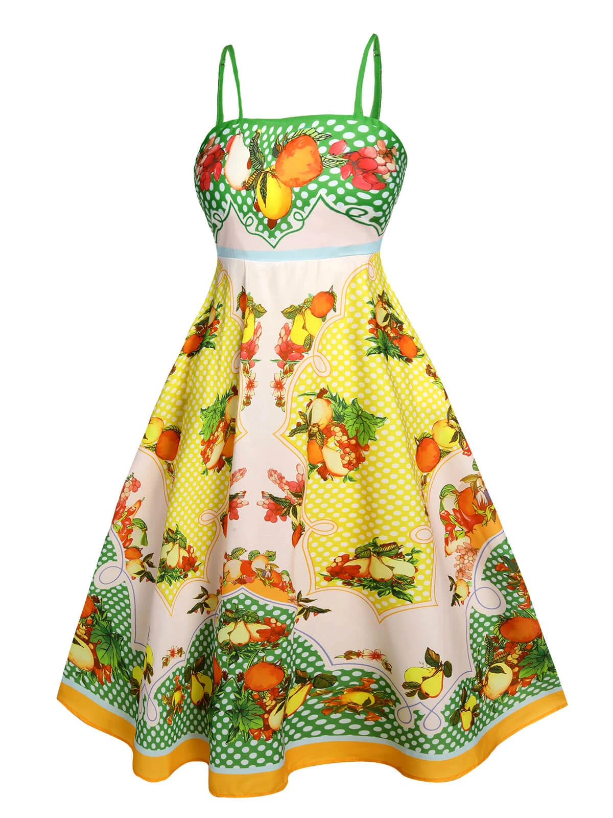 Multicolor 1940s Lemonis Print Midi Dress 2 Multicolor 1940s Lemonis Print Midi Dress - Image 2