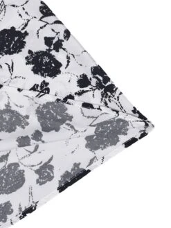 White 1950s Black Flowers Tie-Up Dress 5 White 1950s Black Flowers Tie-Up Dress -Candi Clothing Shop SCHL004681 W 2