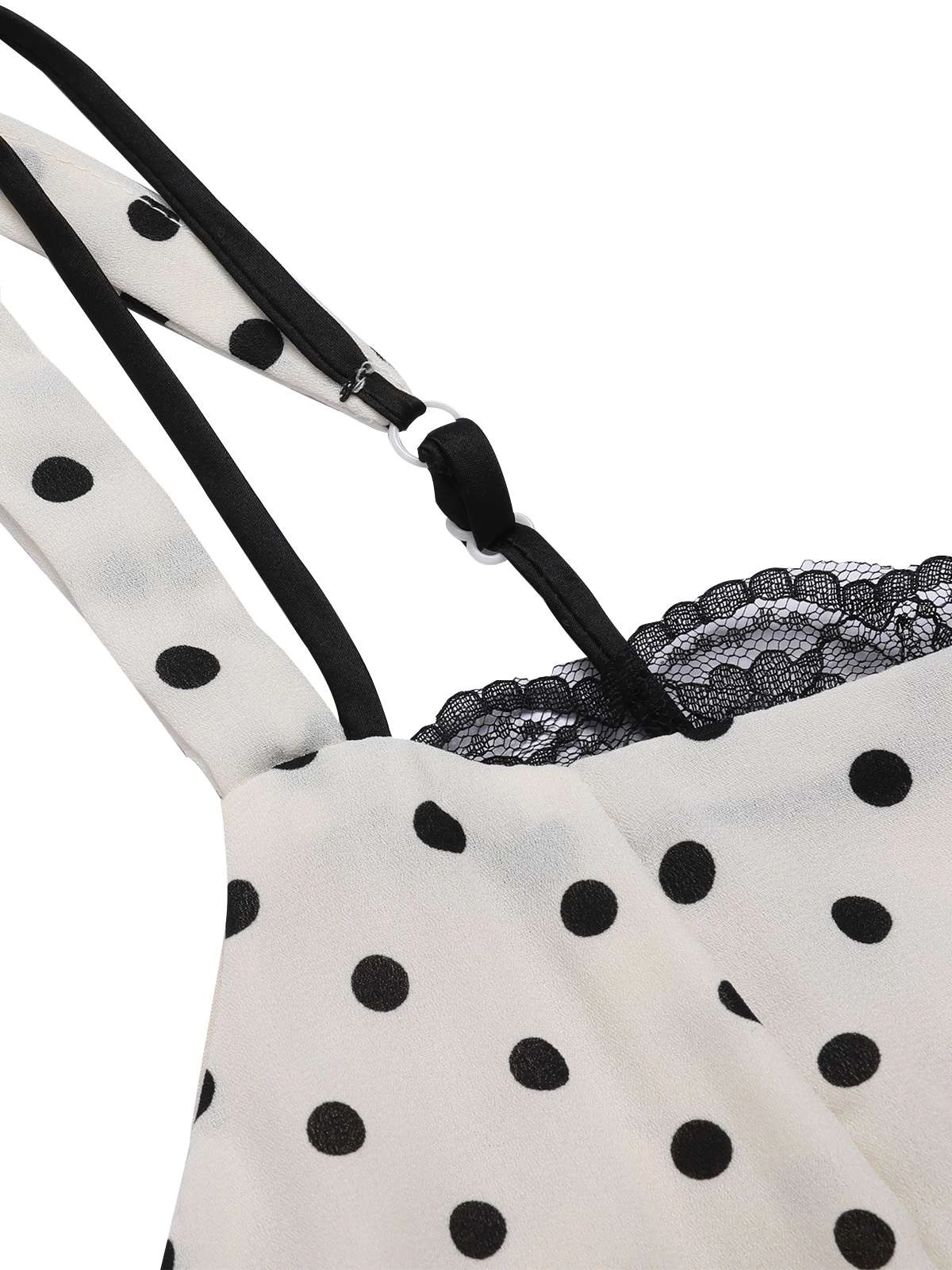 White 1930s Polka Dots Straps Mermaid Dress 4 White 1930s Polka Dots Straps Mermaid Dress - Image 4