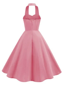 1950s Solid Sweetheart Neck Halter Dress -Candi Clothing Shop SCHL004728 6