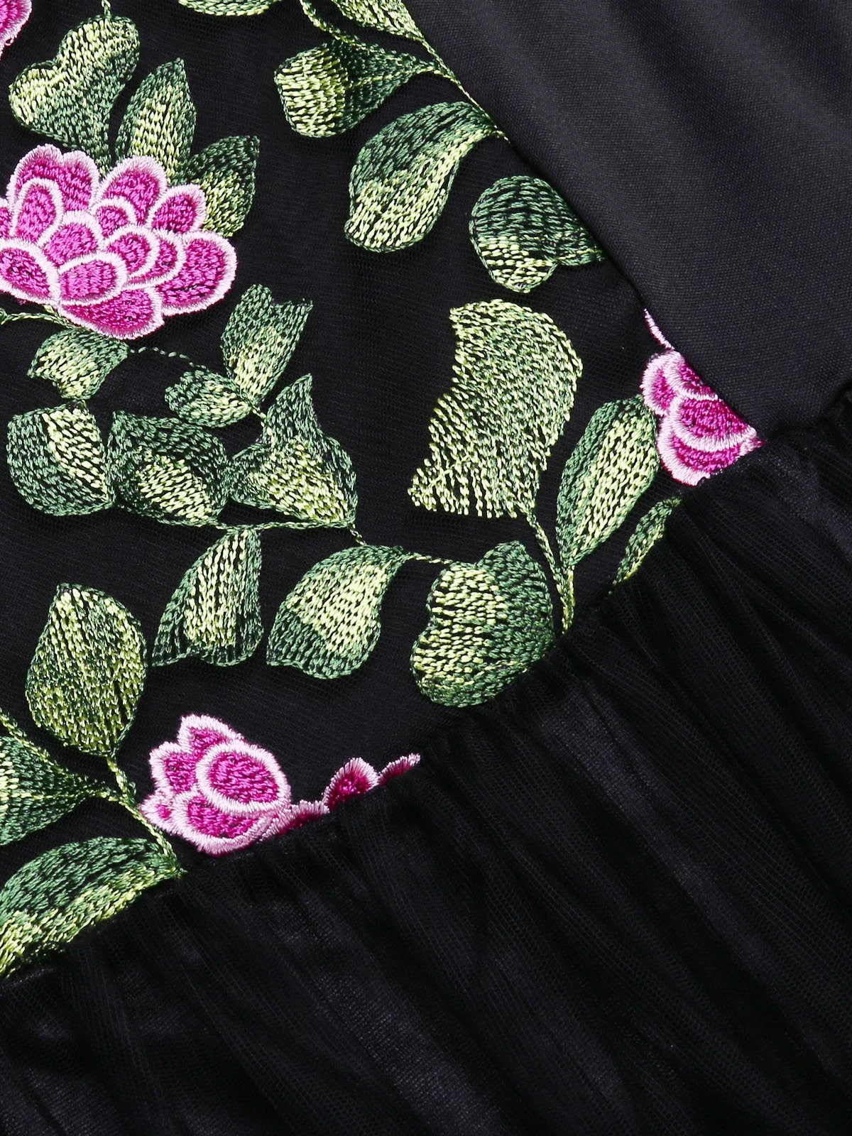 Black 1950s Peony Embroidery Dress 4 Black 1950s Peony Embroidery Dress - Image 4