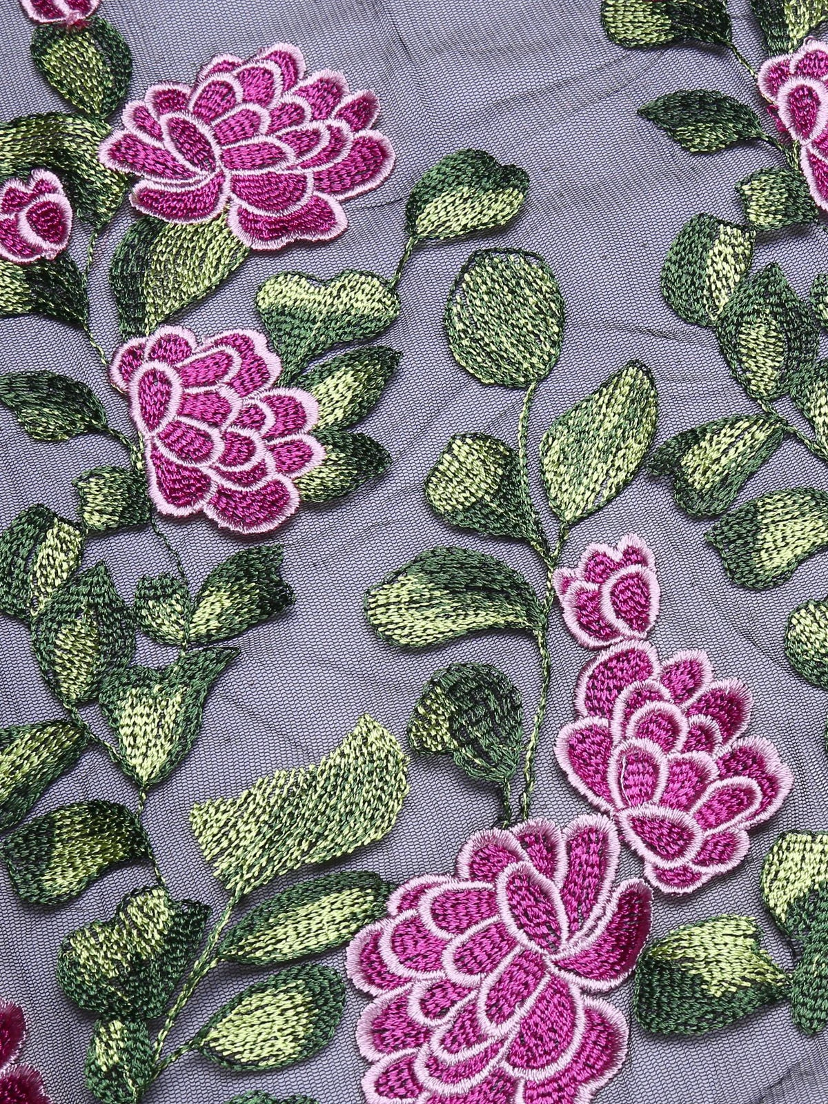 Black 1950s Peony Embroidery Dress 5 Black 1950s Peony Embroidery Dress - Image 5