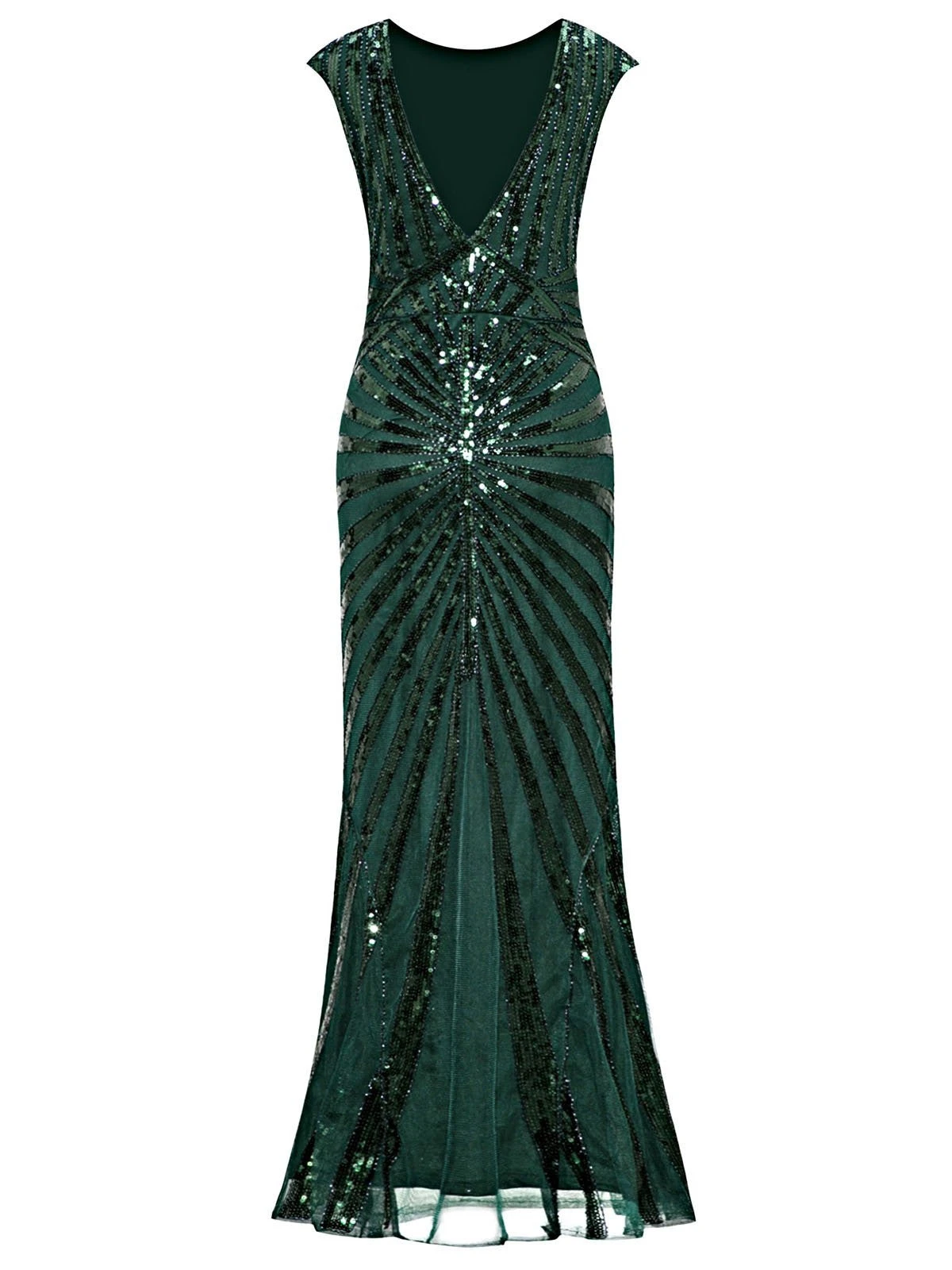 Green 1920s Sequin Art Deco Maxi Dress 6 Green 1920s Sequin Art Deco Maxi Dress - Image 6