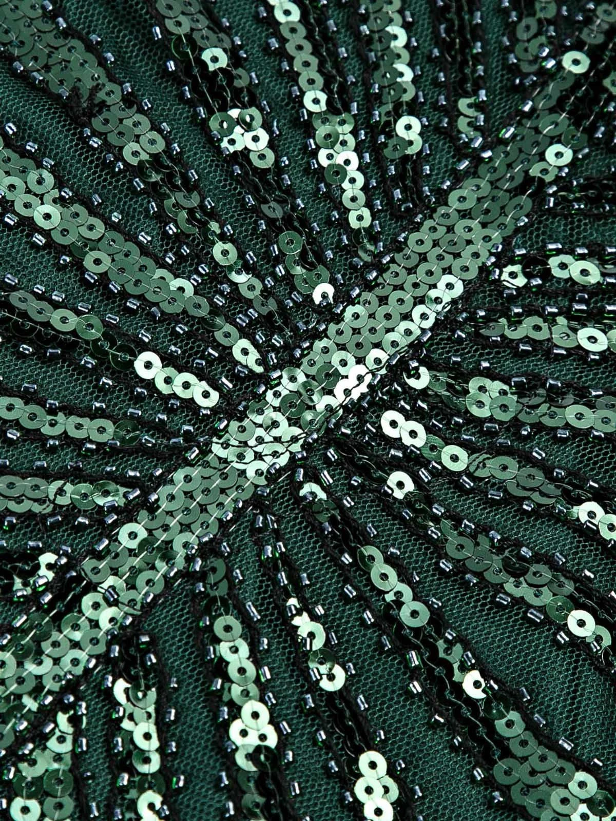 Green 1920s Sequin Art Deco Maxi Dress 7 Green 1920s Sequin Art Deco Maxi Dress - Image 7