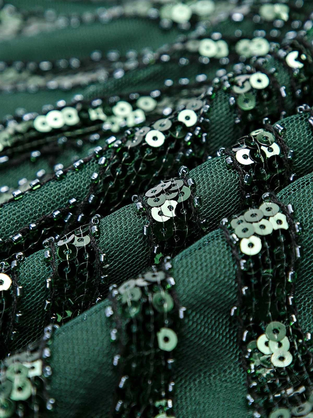 Green 1920s Sequin Art Deco Maxi Dress 8 Green 1920s Sequin Art Deco Maxi Dress - Image 8