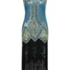 Lake Blue 1920s Beaded Fringed Dress