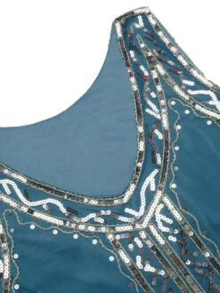 Lake Blue 1920s Beaded Fringed Dress 9 Lake Blue 1920s Beaded Fringed Dress -Candi Clothing Shop SCV000158 AQG 4