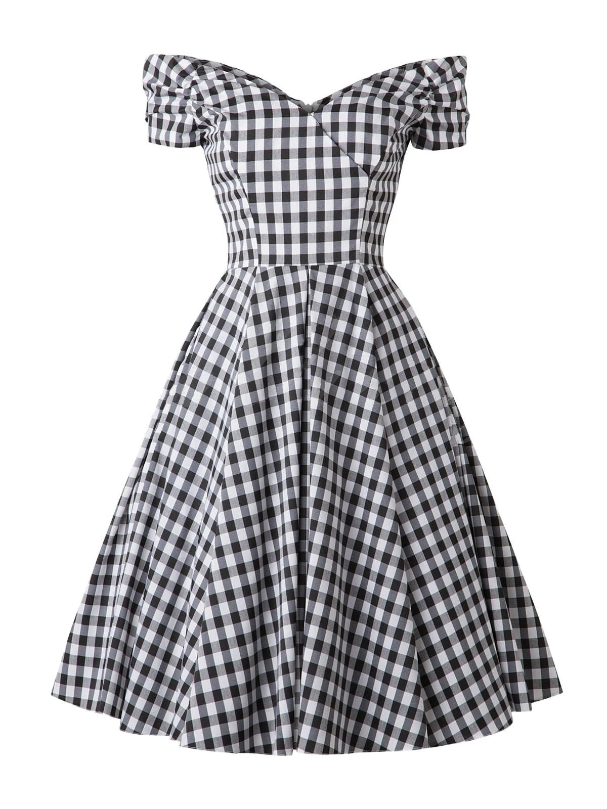 Black 1950s Plaid Swing Dress 1 Black 1950s Plaid Swing Dress