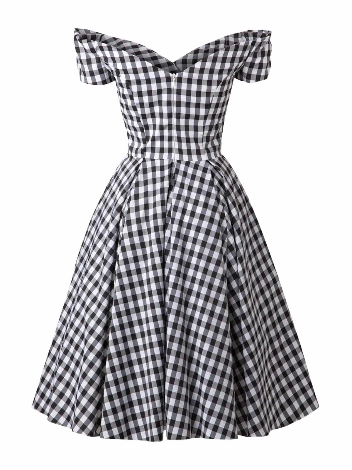 Black 1950s Plaid Swing Dress 2 Black 1950s Plaid Swing Dress - Image 2