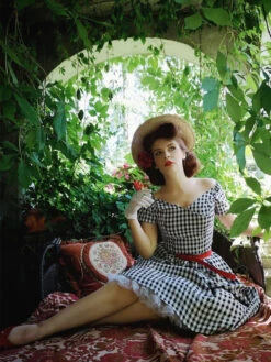 Black 1950s Plaid Swing Dress 15 Black 1950s Plaid Swing Dress -Candi Clothing Shop SCV000163 B S 1 3