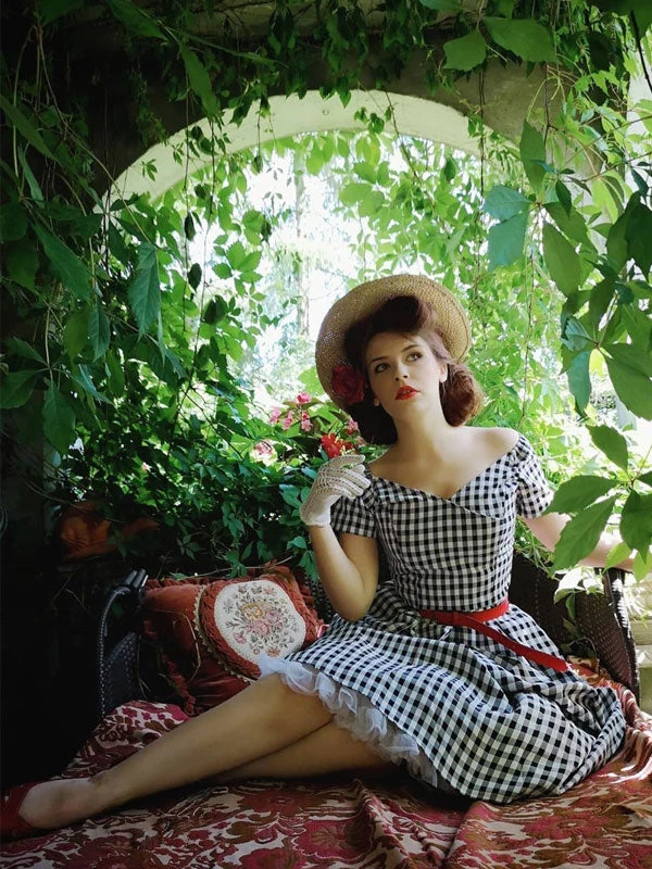 Black 1950s Plaid Swing Dress 8 Black 1950s Plaid Swing Dress - Image 8