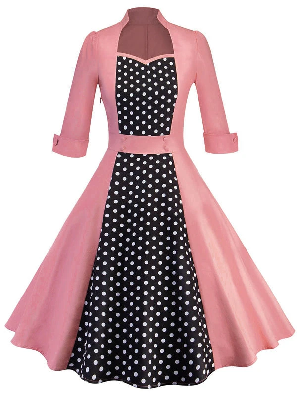 1950s Polka Dot Patchwork Dress 1 1950s Polka Dot Patchwork Dress