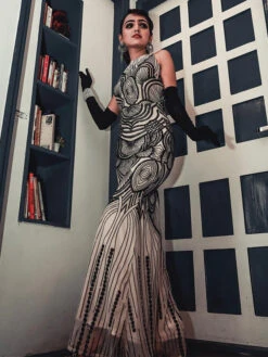 1920s Sequin Backless Formal Dress -Candi Clothing Shop SCV000206 AP A