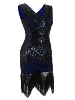 Plus Size 1920s Sequined Dress 21 Plus Size 1920s Sequined Dress -Candi Clothing Shop SCV000562 BL 1