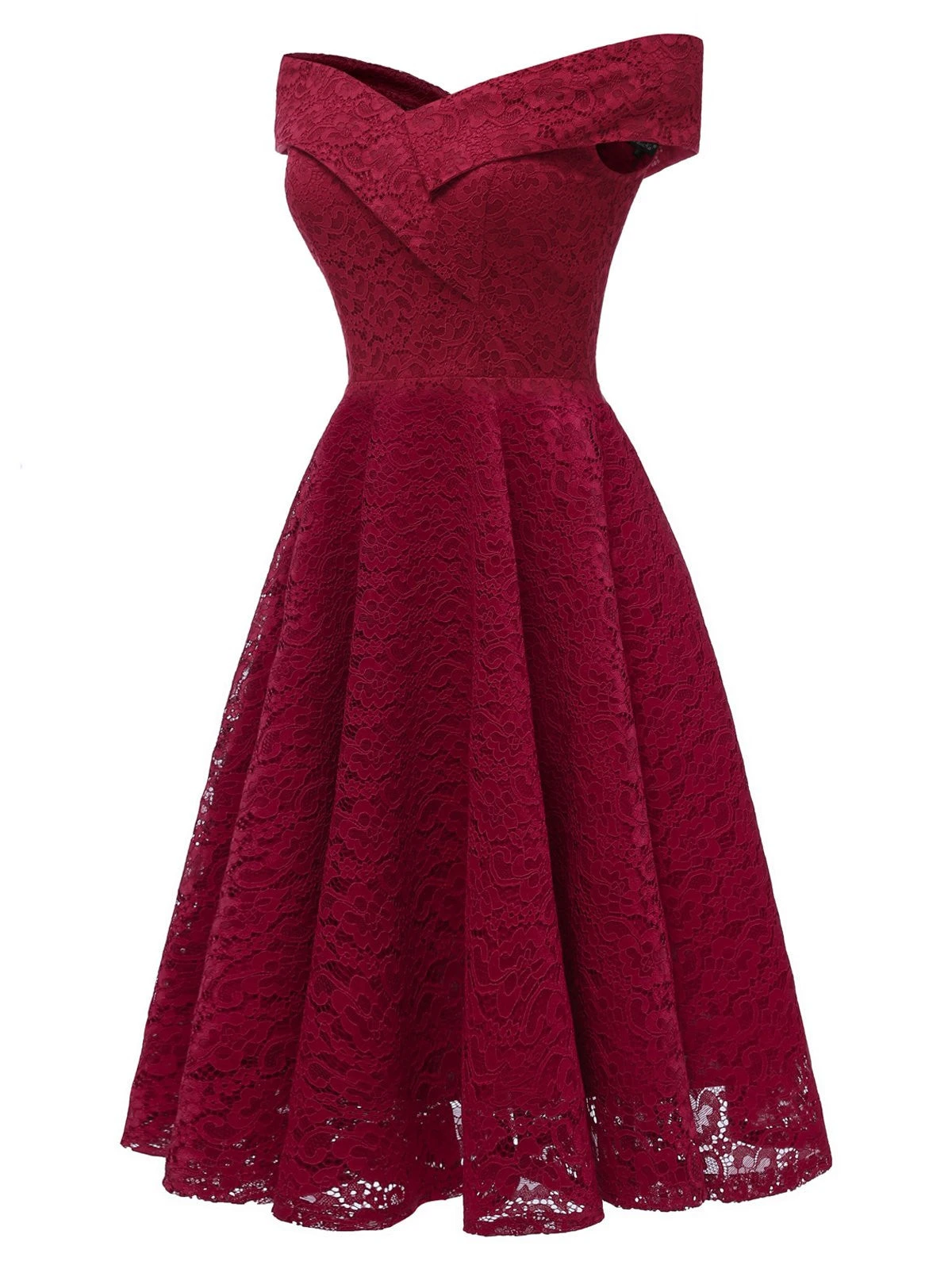 1950s Lace Floral Swing Dress 2 1950s Lace Floral Swing Dress - Image 2