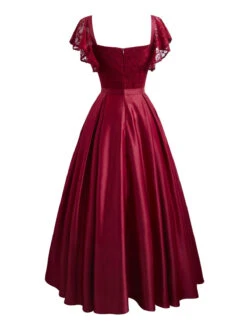 US Only Wine Red 1950s Lace Satin Dress 12 US Only Wine Red 1950s Lace Satin Dress -Candi Clothing Shop SCV001366 WR 2 9acf721f aaa5 4d93 9e86 b1cbc776e26a