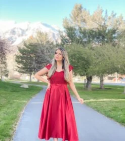 US Only Wine Red 1950s Lace Satin Dress 11 US Only Wine Red 1950s Lace Satin Dress -Candi Clothing Shop SCV001366 WR M 3