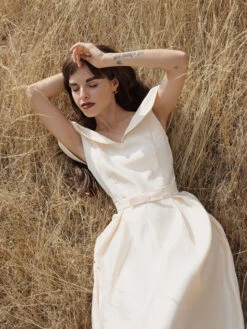 1950s Cold Shoulder Satin Bow Dress 8 1950s Cold Shoulder Satin Bow Dress -Candi Clothing Shop SCV002075 PP S