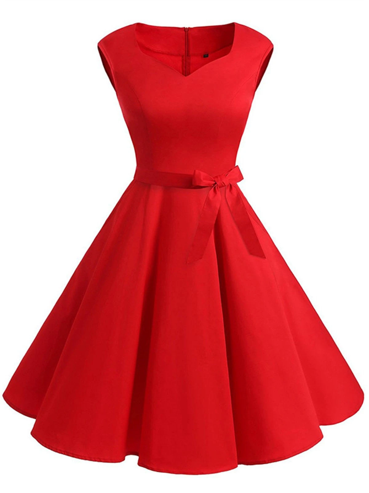 Red 1950s Sweetheart Swing Dress 1 Red 1950s Sweetheart Swing Dress