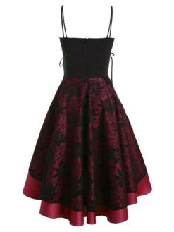 1980s Patchwork High Low Hem Strap Dress -Candi Clothing Shop SCV002567 WR 4