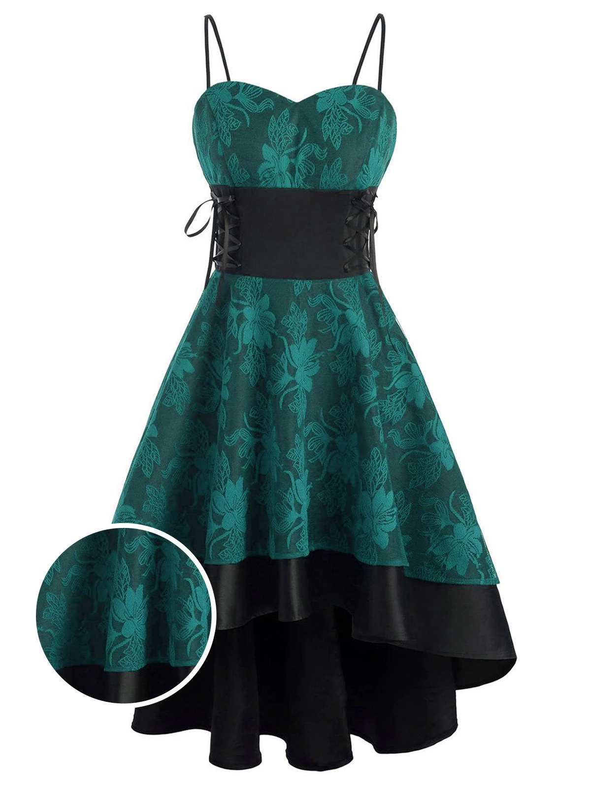 1980s Floral Lace Patchwork Strap Dress 1 1980s Floral Lace Patchwork Strap Dress