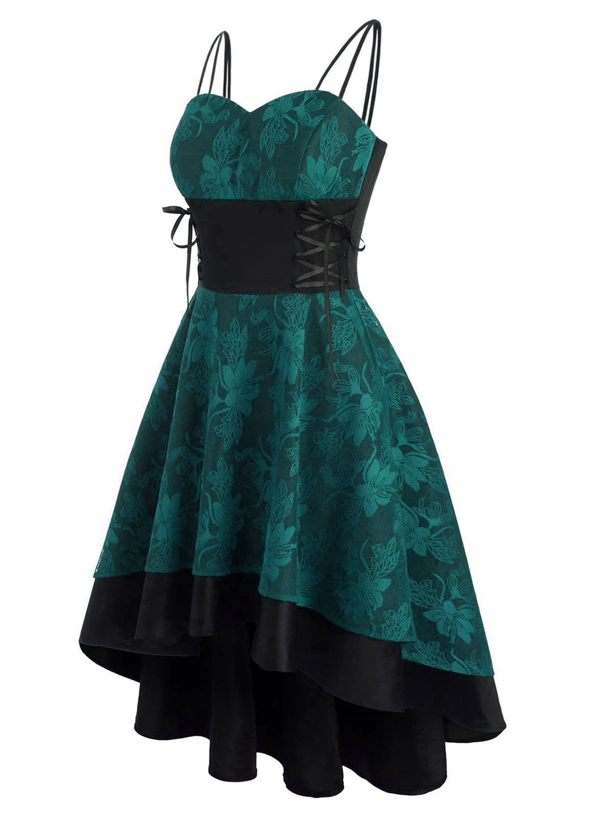 1980s Floral Lace Patchwork Strap Dress 2 1980s Floral Lace Patchwork Strap Dress - Image 2