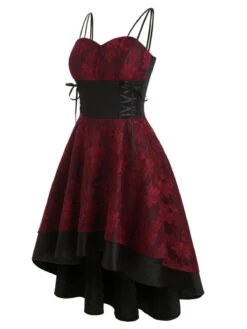 1980s Floral Lace Patchwork Strap Dress 14 1980s Floral Lace Patchwork Strap Dress -Candi Clothing Shop SCV002580 WR 4