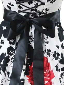 White 1950s Floral Halter Swing Dress -Candi Clothing Shop SCV002596 PAT1 4