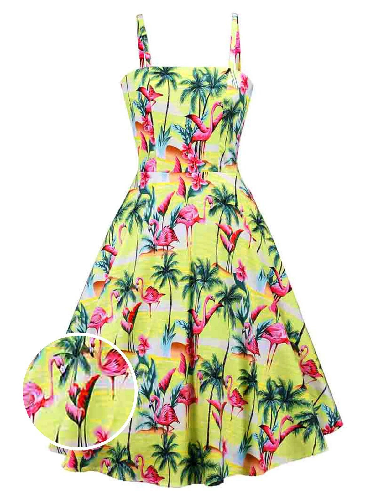 Yellow 1950s Flamingo Swing Dress 1 Yellow 1950s Flamingo Swing Dress