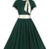 1950s Stand Collar Bow Swing Dress