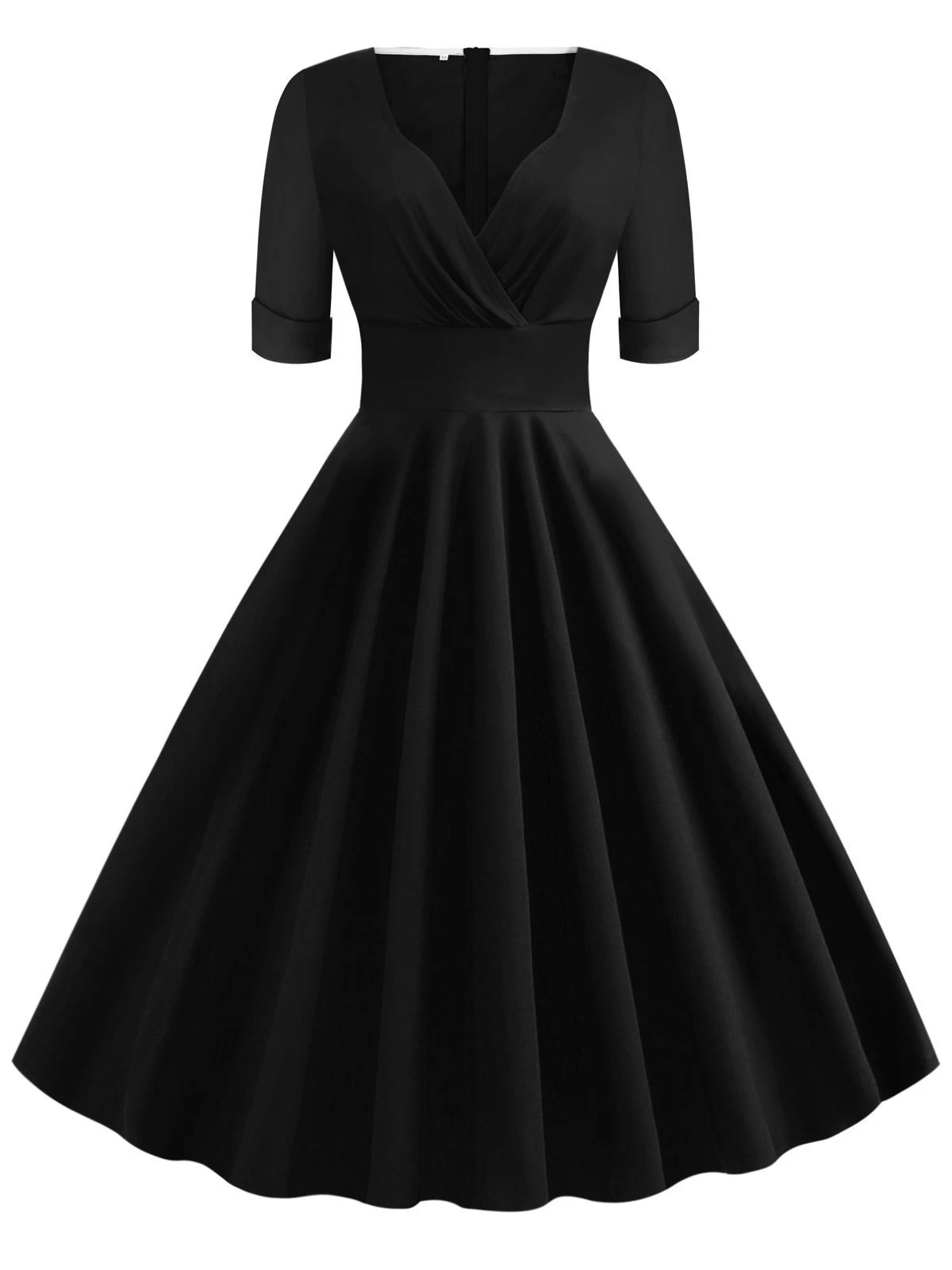 1950s Solid Sweetheart Fold Swing Dress 13 1950s Solid Sweetheart Fold Swing Dress - Image 13