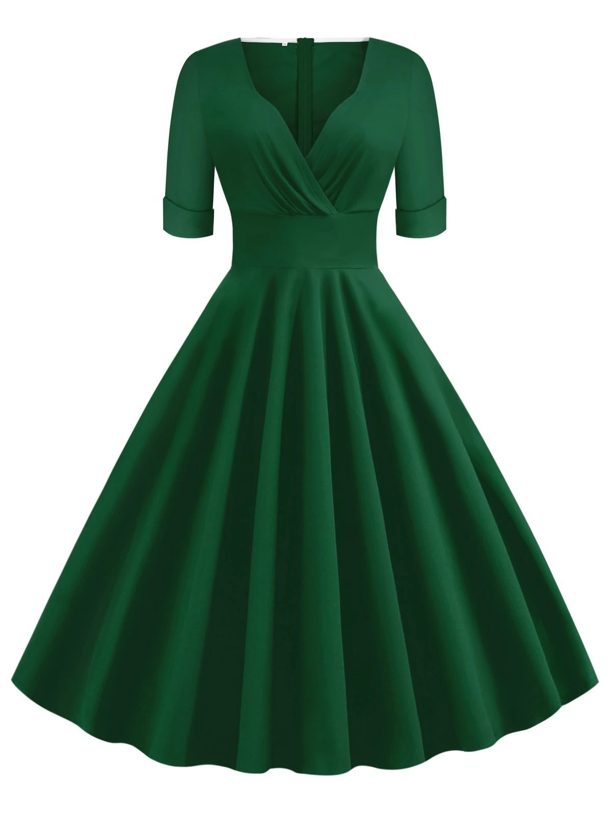 1950s Solid Sweetheart Fold Swing Dress 7 1950s Solid Sweetheart Fold Swing Dress - Image 7