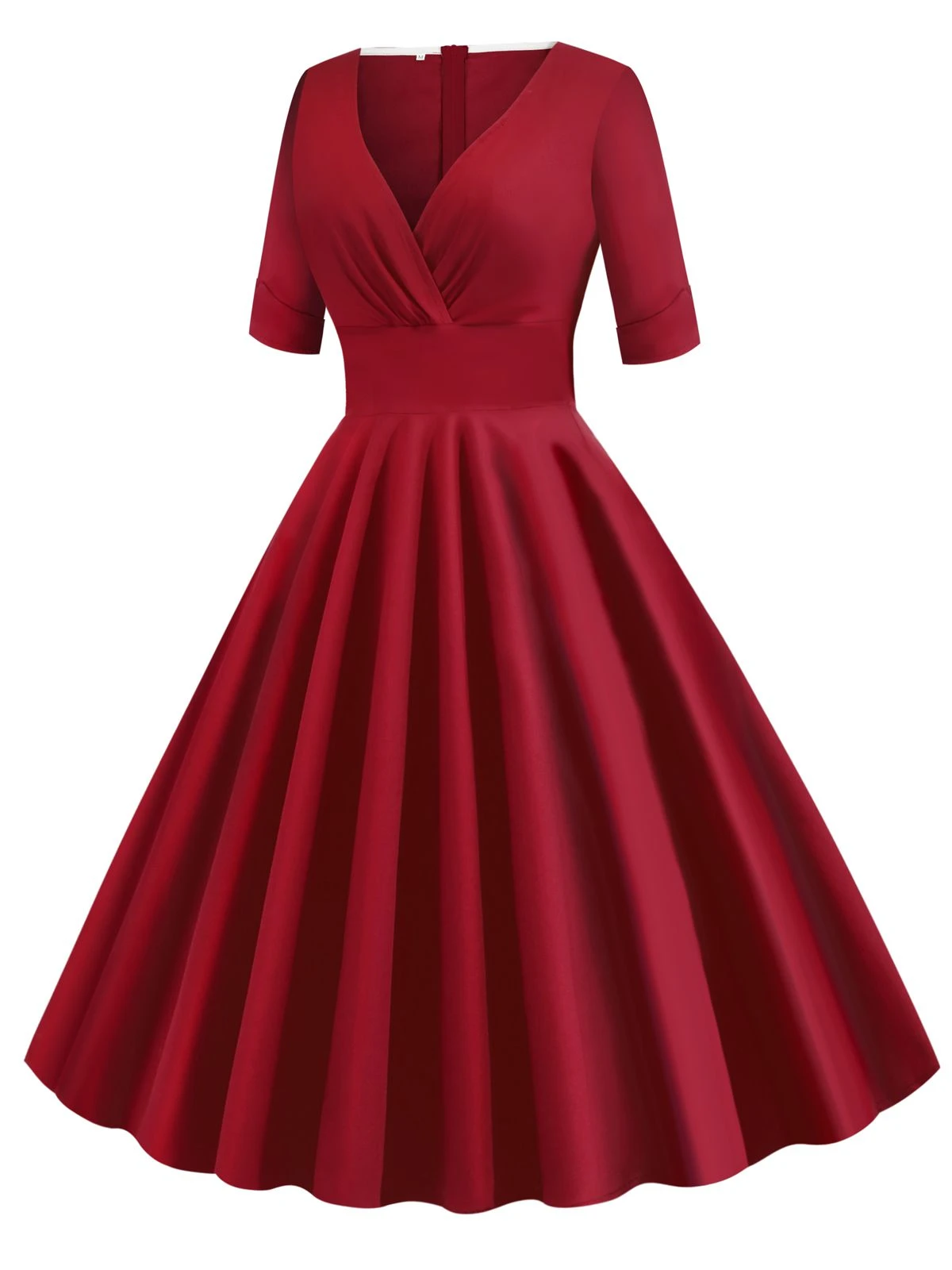 1950s Solid Sweetheart Fold Swing Dress 2 1950s Solid Sweetheart Fold Swing Dress - Image 2