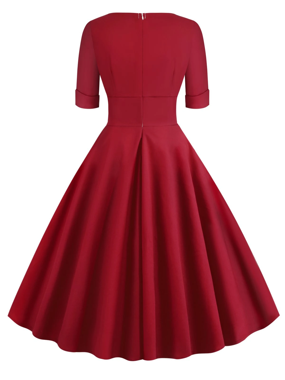 1950s Solid Sweetheart Fold Swing Dress 3 1950s Solid Sweetheart Fold Swing Dress - Image 3