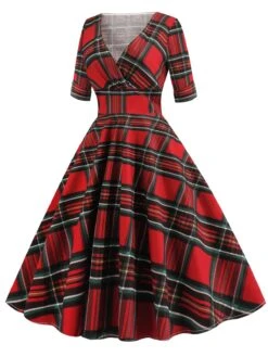 1950s Plaid Sweetheart Fold Swing Dress -Candi Clothing Shop SCV003301 R 3 03623b18 013d 48e7 aacd f51eaba65197