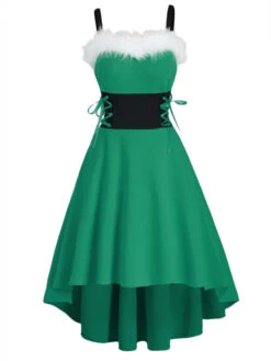 1950s Strap Furry Lace Up Dress 18 1950s Strap Furry Lace Up Dress -Candi Clothing Shop SCV003425 G 1