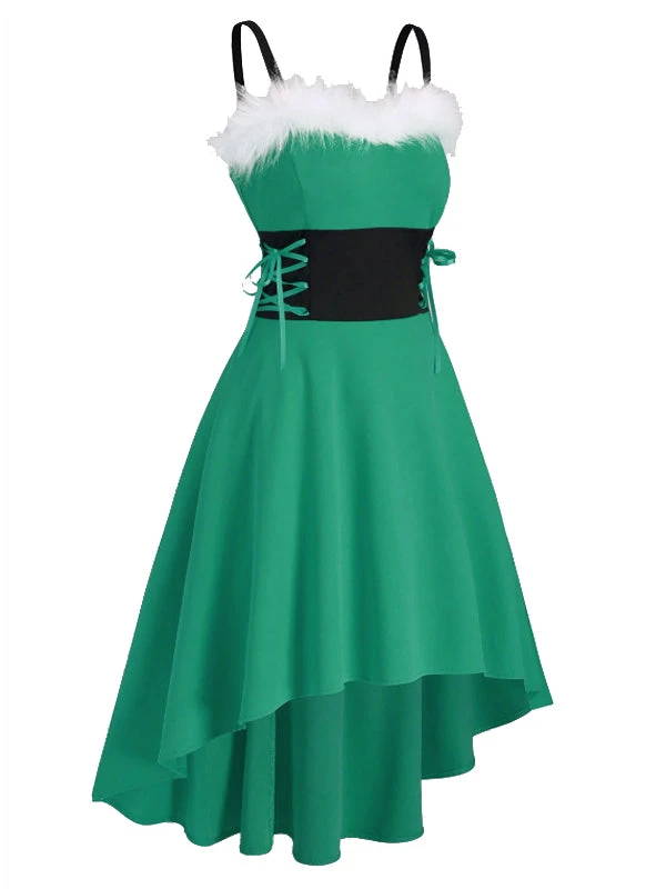 1950s Strap Furry Lace Up Dress 7 1950s Strap Furry Lace Up Dress - Image 7