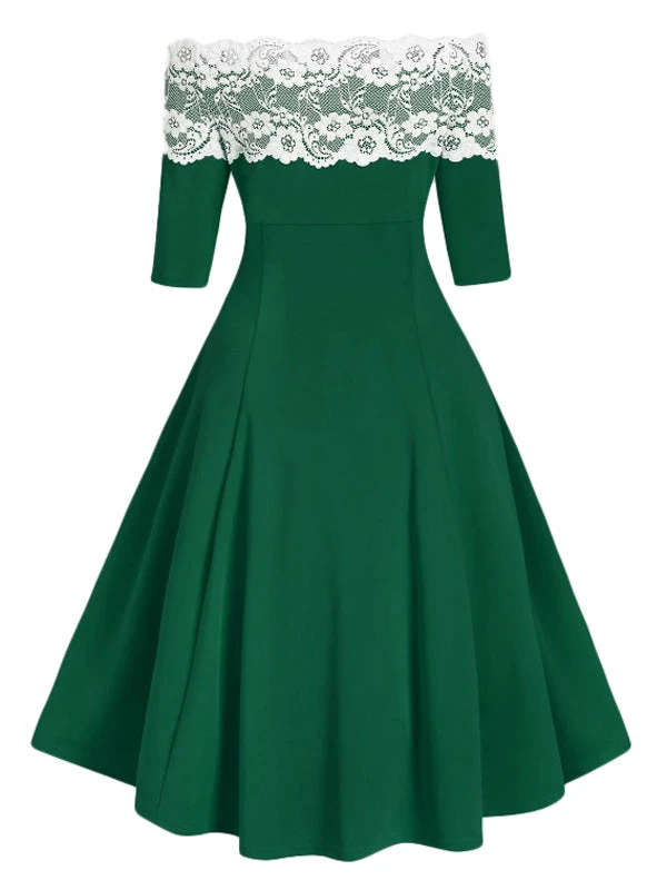 1950s Off Shoulder Button Embellished Dress 2 1950s Off Shoulder Button Embellished Dress - Image 2