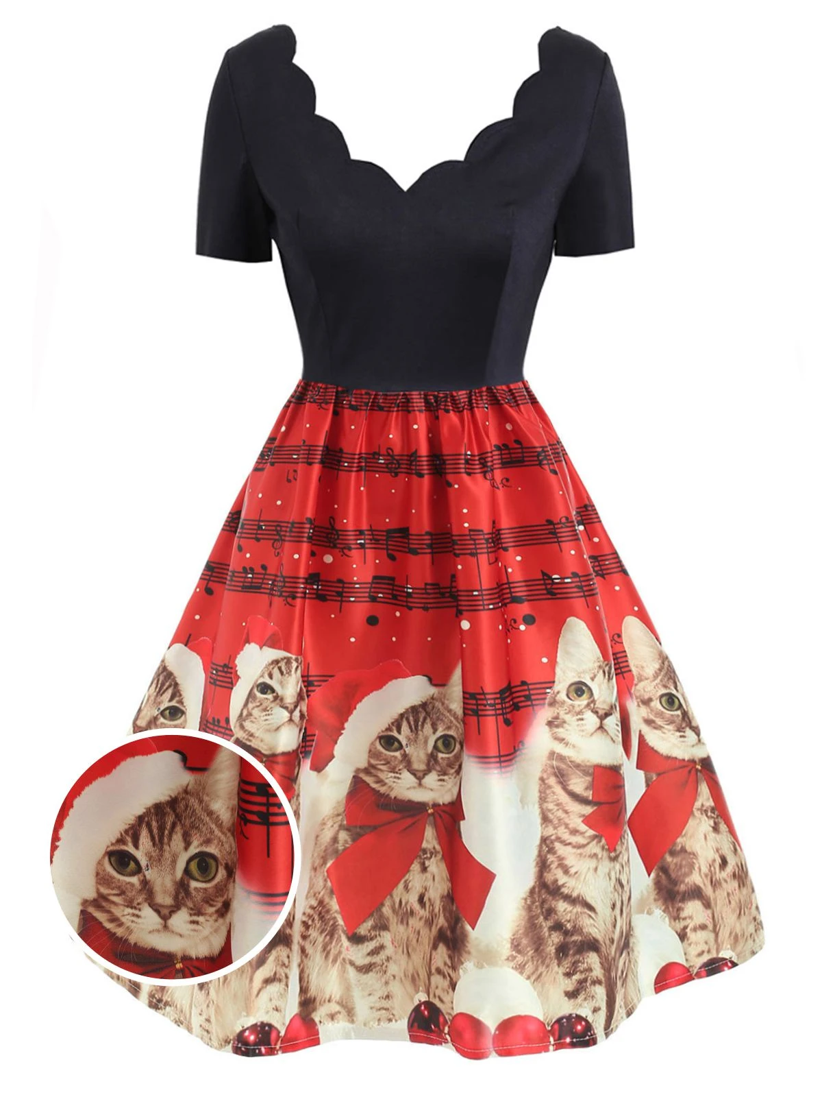 1950s Christmas Kitty Swing Dress 1 1950s Christmas Kitty Swing Dress