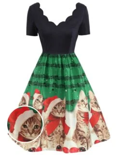 1950s Christmas Kitty Swing Dress 15 1950s Christmas Kitty Swing Dress -Candi Clothing Shop SCV003429 PAT3 2 d586f243 b56f 4ba9 8d04 e394631139fc