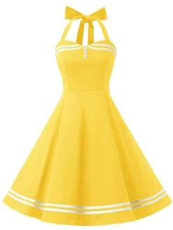 Yellow 1950s Halter Swing Dress