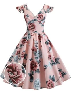 1950s Floral Flare Sleeve Swing Dress 24 1950s Floral Flare Sleeve Swing Dress -Candi Clothing Shop SCV005177 PAT2 0 2b867356 4069 444e 8dc1 108182f37c1a